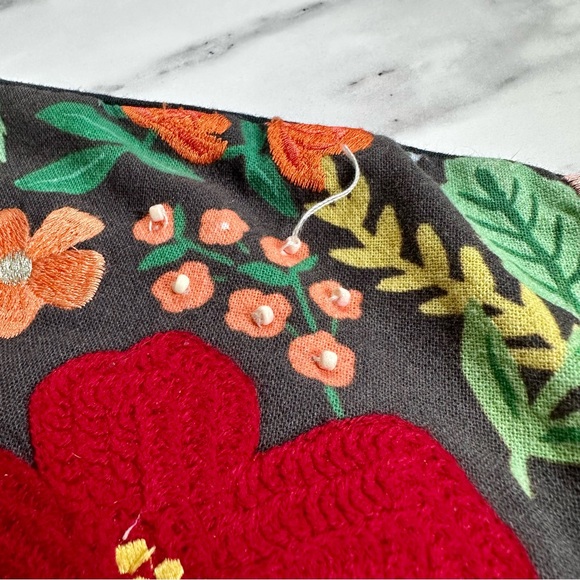 Anthropologie Rifle Paper Co. x Loloi Embroidered Wild Roses Pillow Cover- Black - Picture 5 of 6